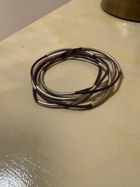 Handcrafted Canoe Brand Leather Bracelet Bangle Set
